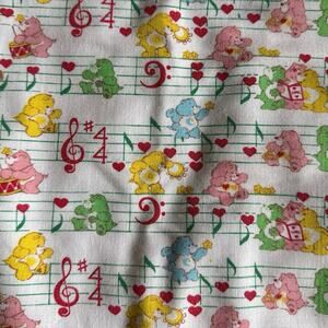 Vintage Care Bears Music Notes Cotton Blend Blanket & Pillow Case Craft Fabric